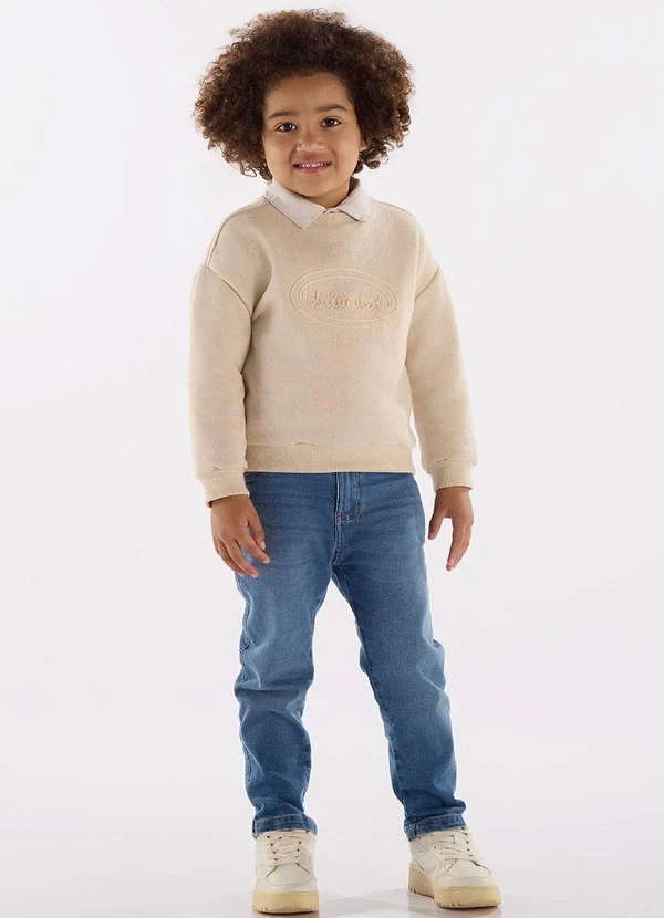 Up Baby - Blusão em Moletom Linho Bege 2