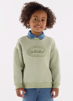 Up Baby - Blusão em Moletom Linho Verde - UP BABY