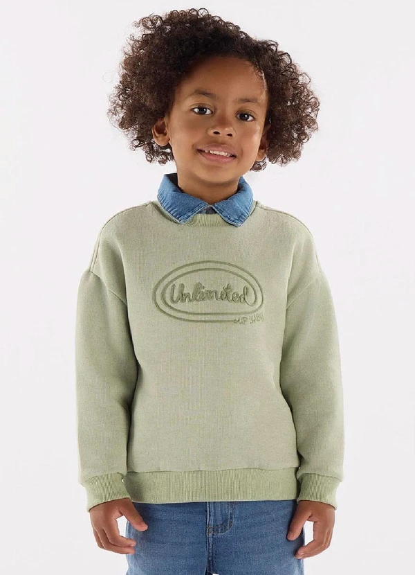 Up Baby - Blusão em Moletom Linho Verde