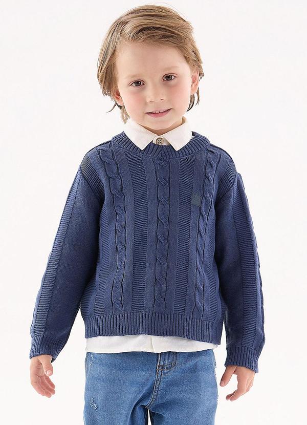 Up Baby - Blusão em Tricô Infantil Menino Azul