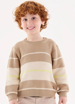 Up Baby - Blusão em Tricô Infantil Menino Off White - UP BABY