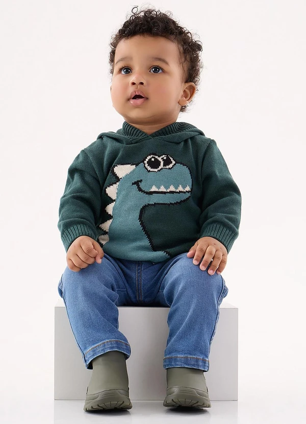 Up Baby - Blusão em Tricô para Bebê Menino Verde 3