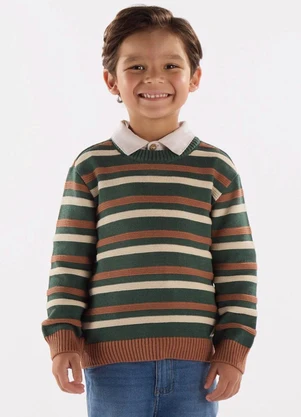 Up Baby - Blusão em Tricot Listrado Verde - UP BABY