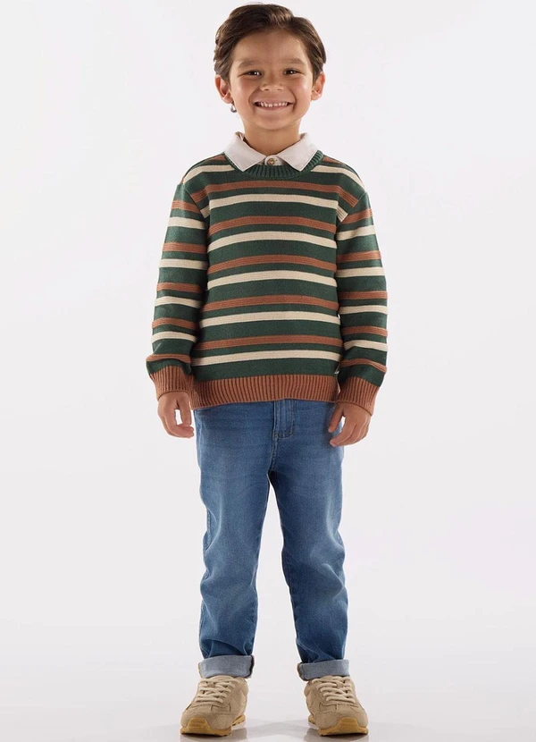 Up Baby - Blusão em Tricot Listrado Verde 2