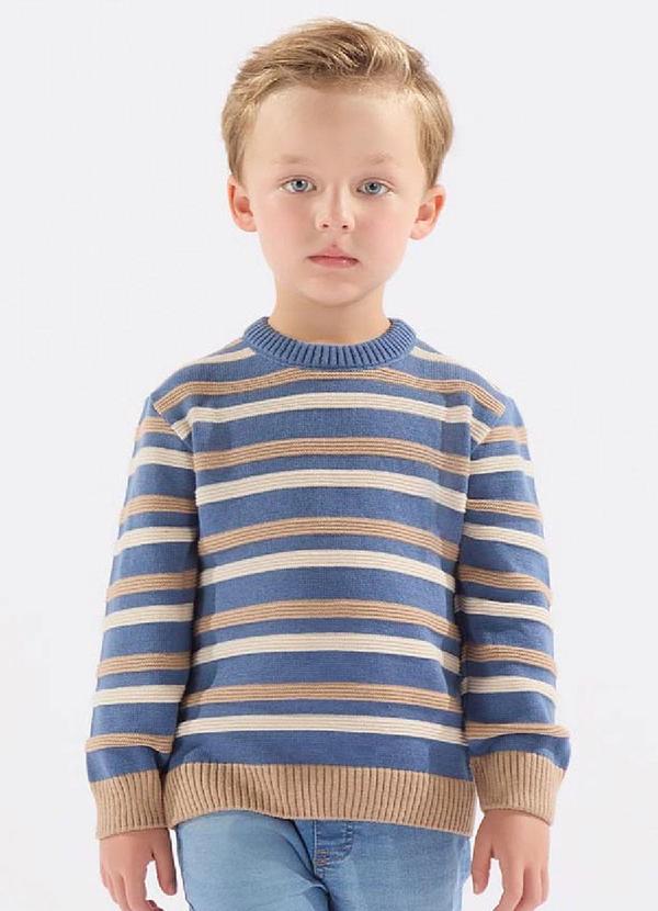 Up Baby - Blusão Infantil em Tricot Listrado Azul