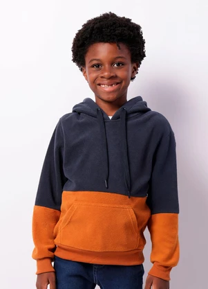 Torra - Blusão Infantil Fleece Bicolor Marinho - TORRA
