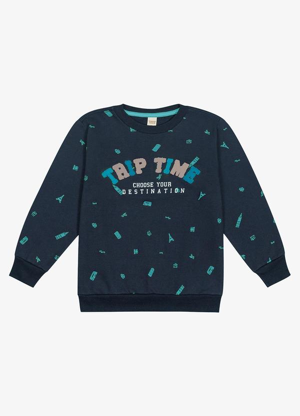 Trick Nick - Blusão Infantil Masculino em Moletom Azul