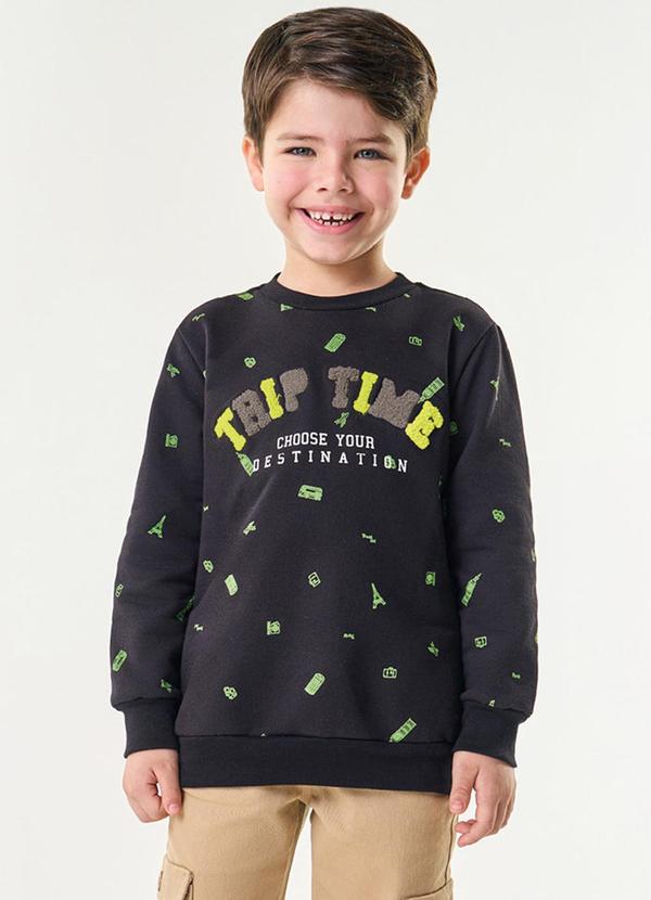 Trick Nick - Blusão Infantil Masculino em Moletom Preto