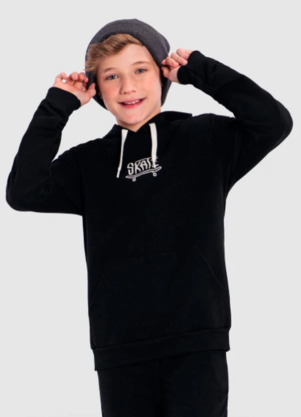 Brandili - Blusão Infantil Menino de Skate Preto