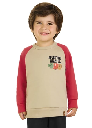 Marlan - Blusão Infantil Menino em Moletom Felpado Bege - MARLAN