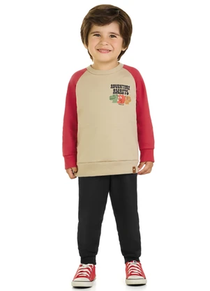 Marlan - Blusão Infantil Menino em Moletom Felpado Bege - MARLAN