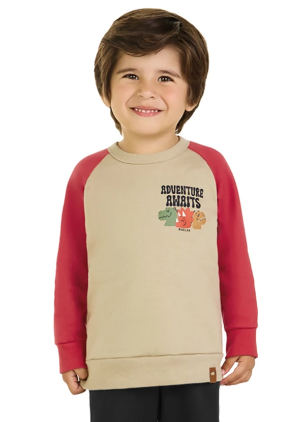 Marlan - Blusão Infantil Menino em Moletom Felpado Bege