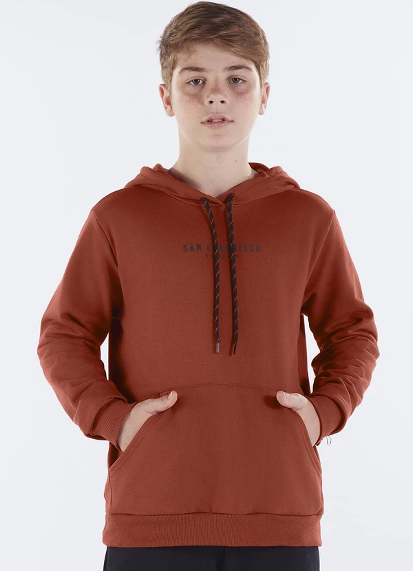 Pulla Bulla - Blusão Juvenil Menino Moletom Vermelho