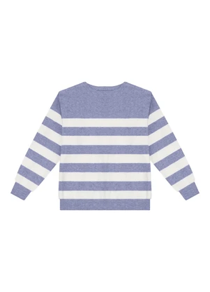 Alakazoo - Blusão Listrado de Tricô Infantil Menino Azul - ALAKAZOO