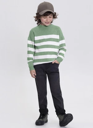Alakazoo - Blusão Listrado de Tricô Infantil Menino Verde - ALAKAZOO
