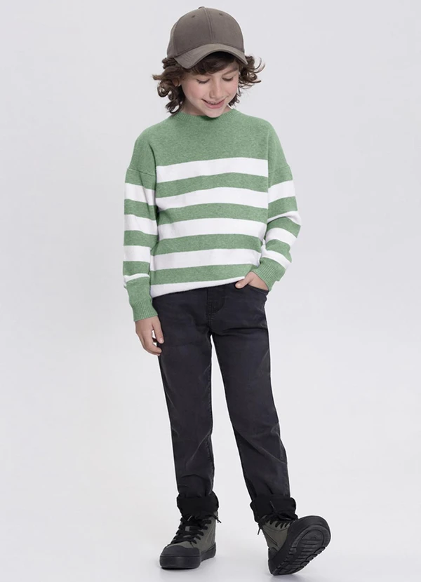 Alakazoo - Blusão Listrado de Tricô Infantil Menino Verde 2