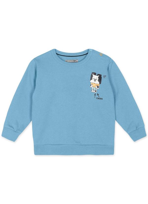 Tigor T Tigre - Blusão Manga Longa Moletom Masculino Bebê Azul