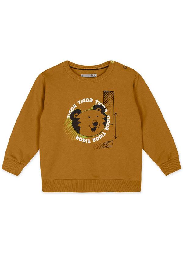Tigor T Tigre - Blusão Manga Longa Moletom Masculino Bebê Marrom