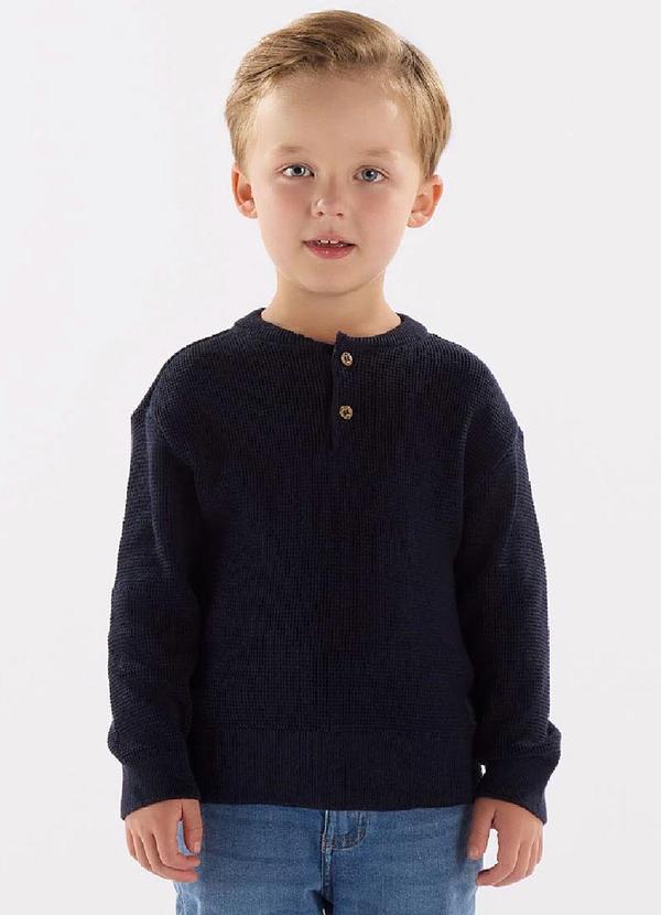 Up Baby - Blusão Masculino em Tricot Azul
