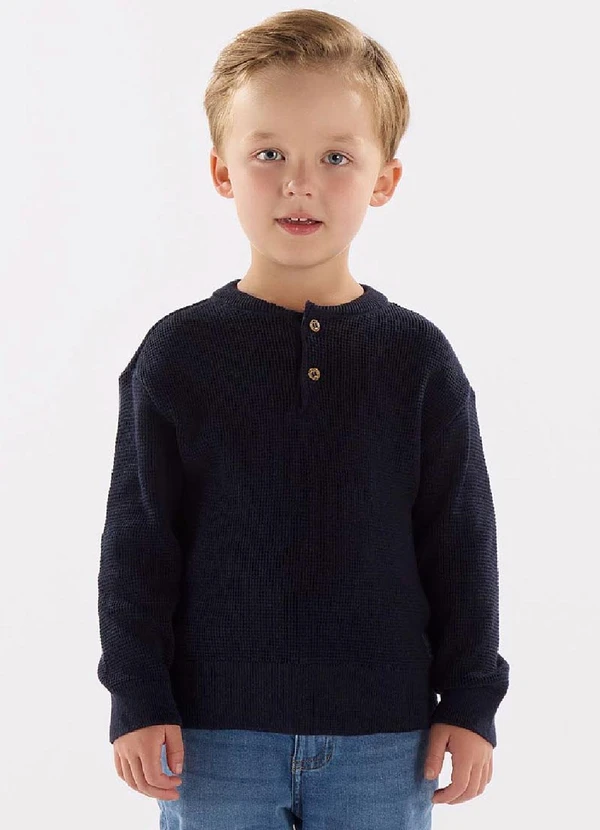 Up Baby - Blusão Masculino em Tricot Azul