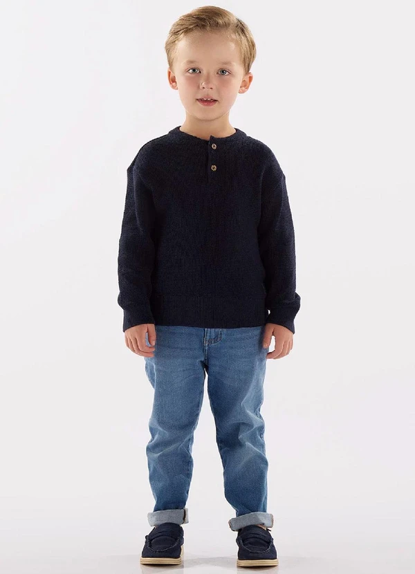 Up Baby - Blusão Masculino em Tricot Azul 2