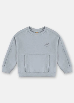 Up Baby - Blusão Menino em Moletom Linho Azul - UP BABY