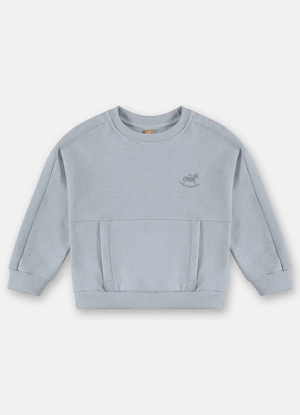 Up Baby - Blusão Menino em Moletom Linho Azul 1