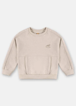 Up Baby - Blusão Menino em Moletom Linho Bege - UP BABY