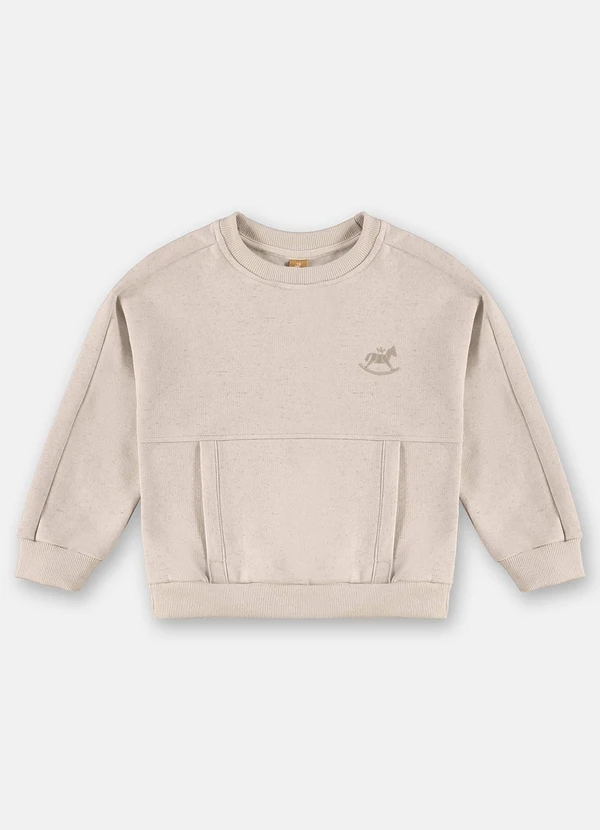 Up Baby - Blusão Menino em Moletom Linho Bege