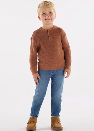 Up Baby - Blusão Menino em Tricot Marrom - UP BABY