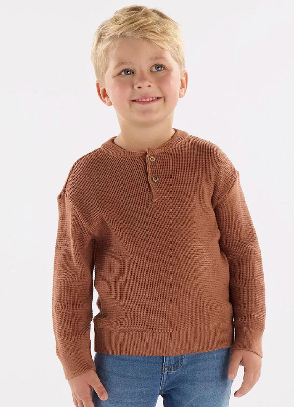Up Baby - Blusão Menino em Tricot Marrom