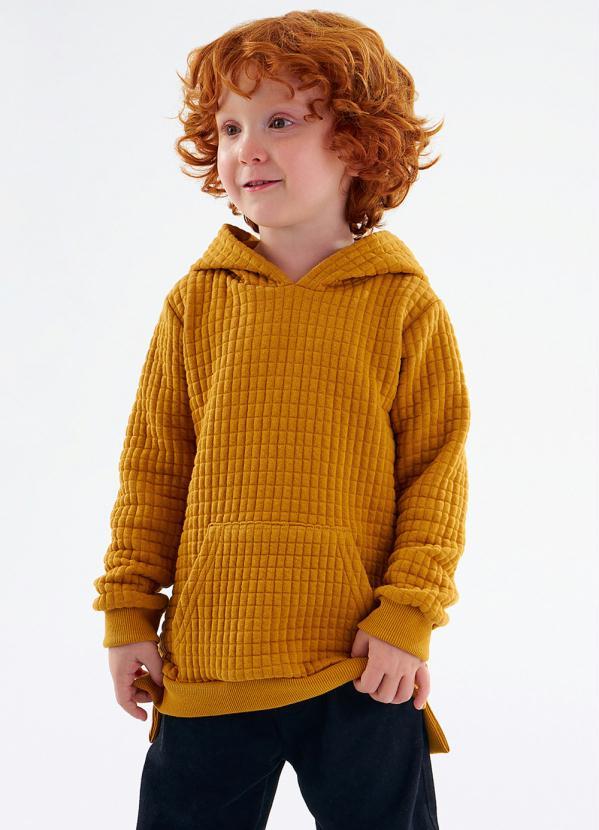 Up Baby - Blusão Menino Infantil em Moletom Amarelo