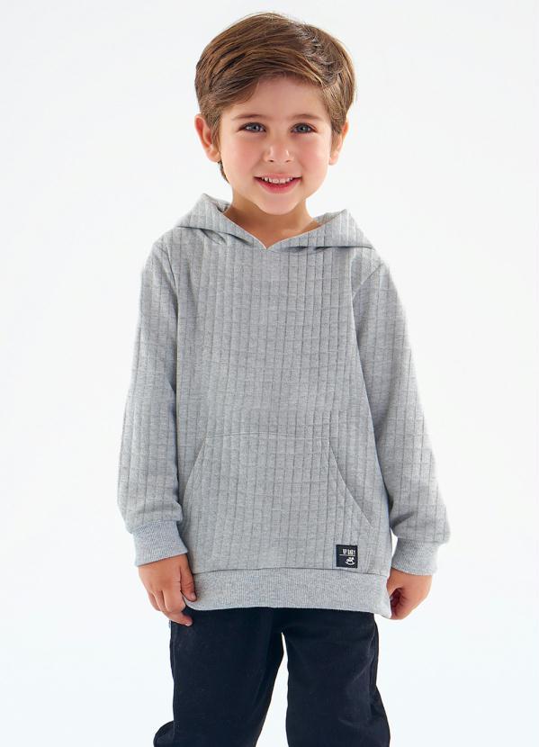 Up Baby - Blusão Menino Infantil em Moletom Cinza