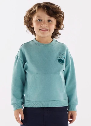 Blusão Moletom com Bordado Menino Azul Up Baby