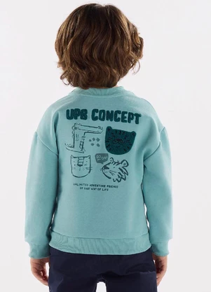 Up Baby - Blusão Moletom com Bordado Menino Azul - UP BABY