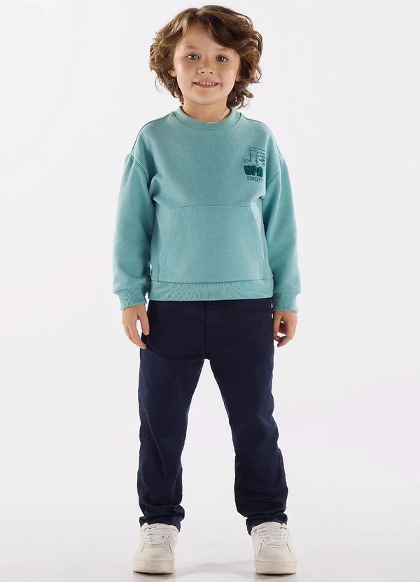 Up Baby - Blusão Moletom com Bordado Menino Azul 3