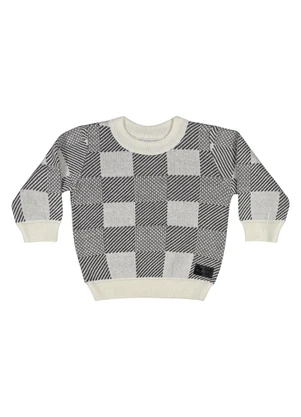 Quimby - Blusão Tricô Xadrez para Bebê Menino Cinza - QUIMBY