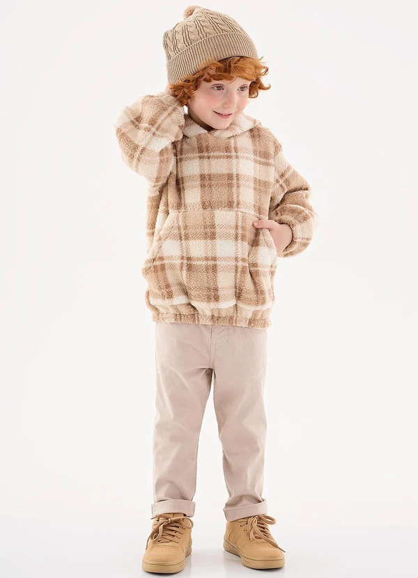Up Baby - Blusão Xadrez Infantil para Meninos Marrom 3