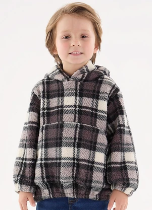 Up Baby - Blusão Xadrez Infantil para Meninos Preto - UP BABY