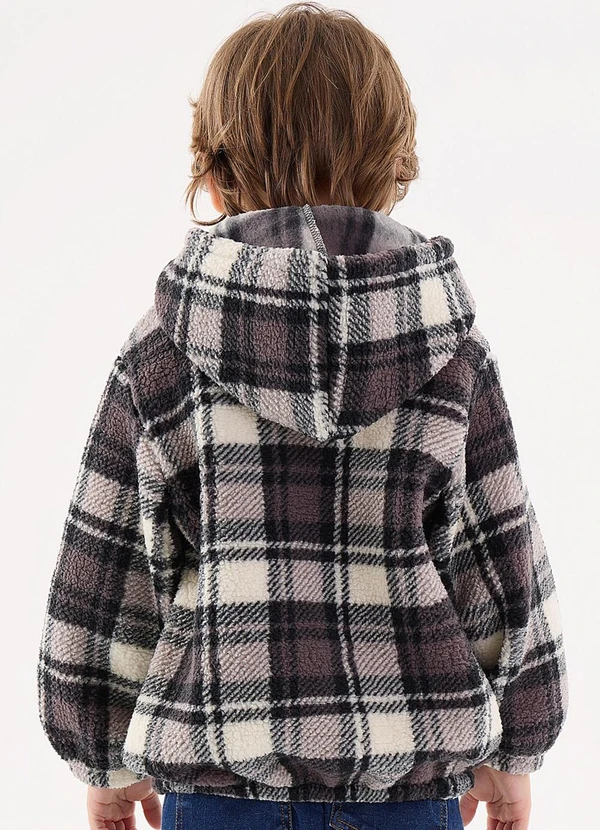 Up Baby - Blusão Xadrez Infantil para Meninos Preto 2