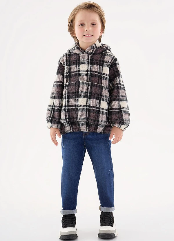 Up Baby - Blusão Xadrez Infantil para Meninos Preto 3