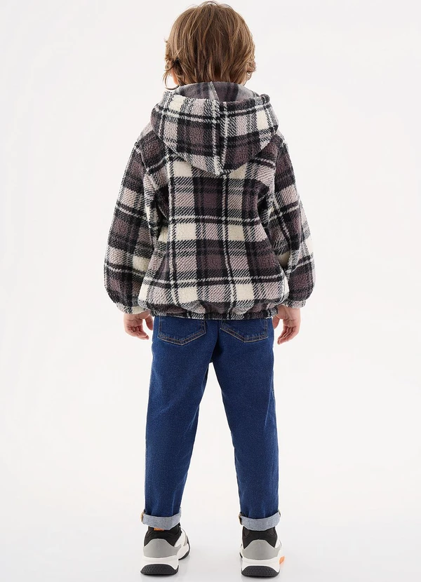 Up Baby - Blusão Xadrez Infantil para Meninos Preto 4