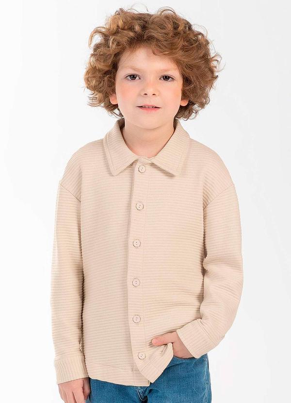 Cativa Kids - Camiseta de Botão Masculina Infantil Bege