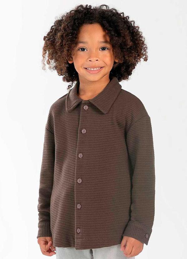 Cativa Kids - Camiseta de Botão Masculina Infantil Marrom