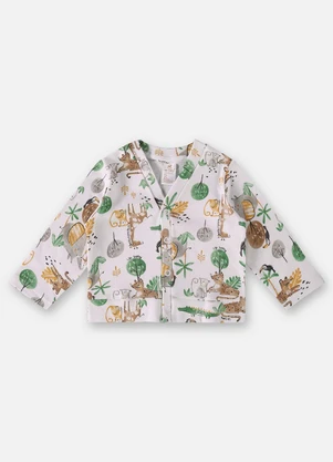 Up Baby - Cardigan em Suedine Bebê Menino Branco - UP BABY