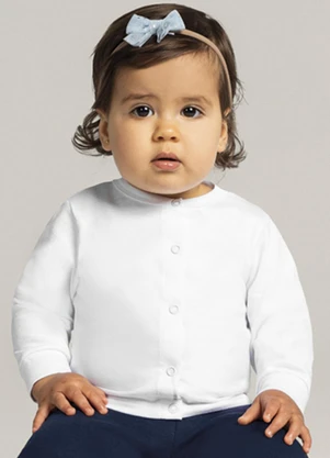 Brandili Baby - Casaco Bebê Unissex em Cotton Branco - BRANDILI BABY