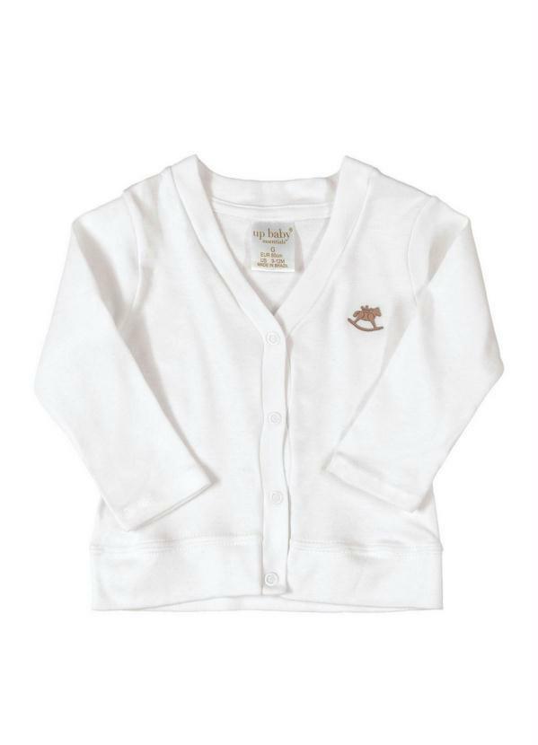 Up Baby - Casaco Cardigan em Suedine Branco