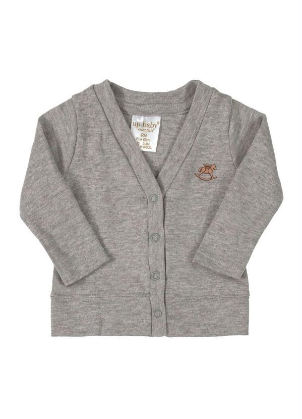 Up Baby - Casaco Cardigan em Suedine Cinza