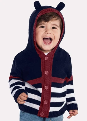 Kyly - Casaco com Orelhinhas Infantil Menino Azul - KYLY