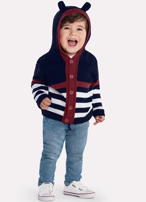 Kyly - Casaco com Orelhinhas Infantil Menino Azul - KYLY